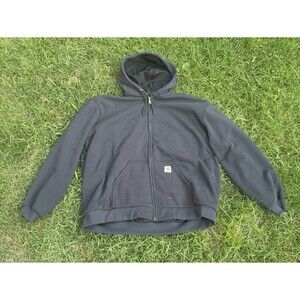 Carharrt Insulated Zip Up Hoodie Size 2XL Mens Made In Mexico Black Sweatshirt